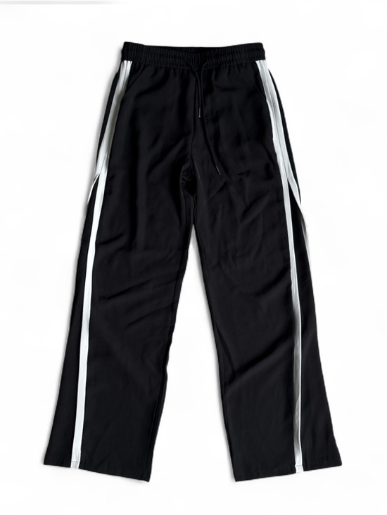 Pants - black striped wide leg trousers
